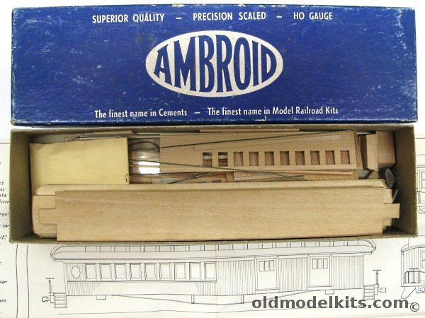 Ambroid 1/87 Open Platform Wooden 61' Combination Passenger Coach Boston and Maine - HO Craftsman Kit, K-6 plastic model kit